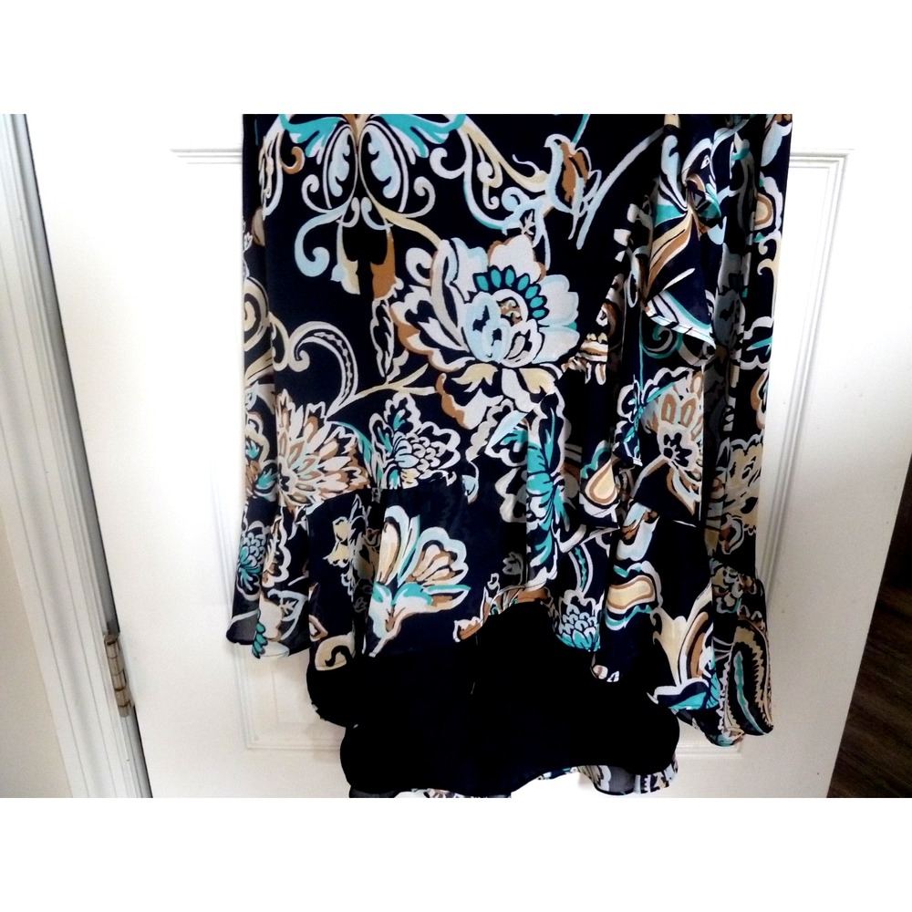 NWT CHICO'S Sz 3=16, XL Midi Dress Ruffle Wrap Paisley Professional Career $179. - Picture 5 of 9